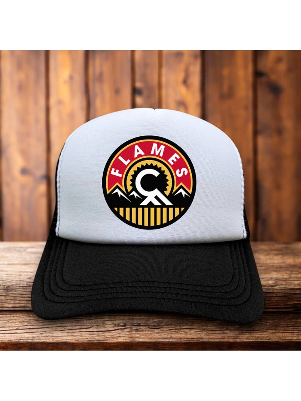 Calgary Flames Mens Trucker Hat Red Snapback Retro Hockey Logo Baseball Cap